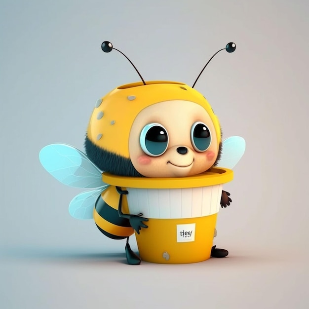 A cartoon character with a bee costume on it