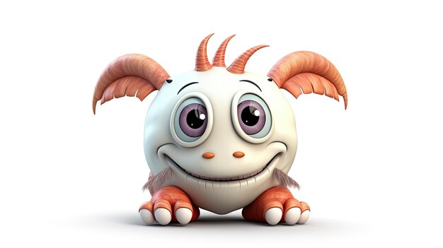 Photo a cartoon character with big eyes and horns.