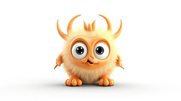 a cartoon character with big eyes and horns