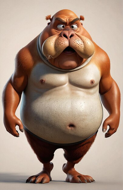 a cartoon character with big fat and muscular body