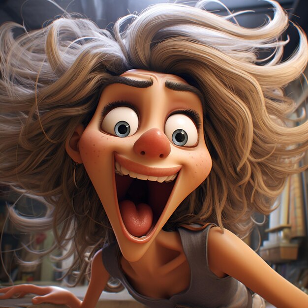 Photo cartoon character with a big smile and a big mouth generative ai