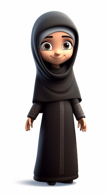 Photo a cartoon character with a black dress and a black dress.