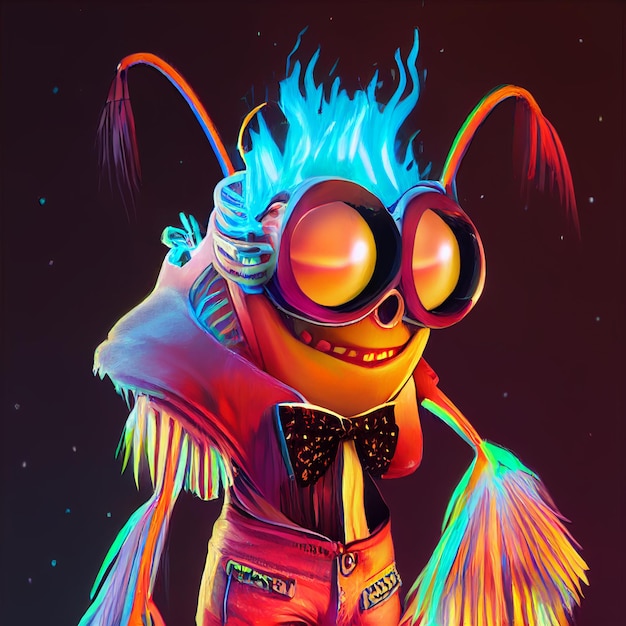 A cartoon character with a blazer that says'firefly'on it