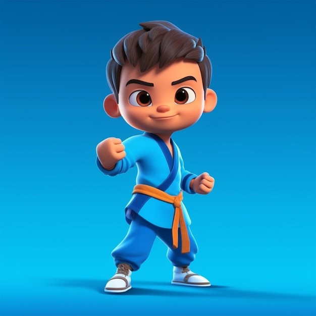 A cartoon character with a blue outfit generated by Ai