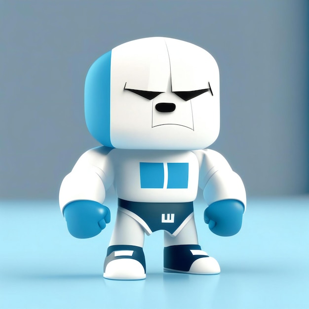 a cartoon character with a blue and white diaper on his chest.