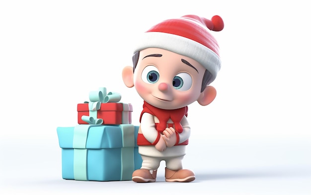 A cartoon character with a bunch of presents