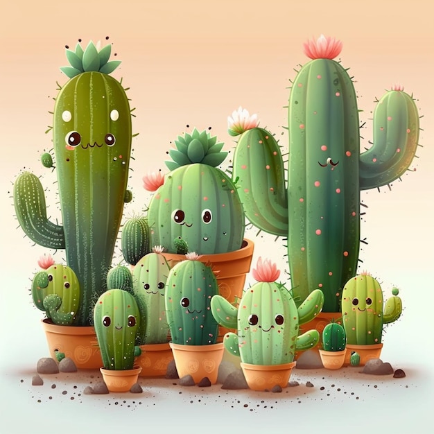 A cartoon character with a cactus in a pot