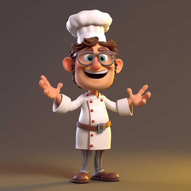 A cartoon character with a chef hat and a white hat.