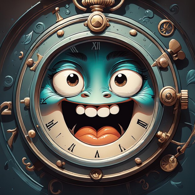 cartoon character with clock