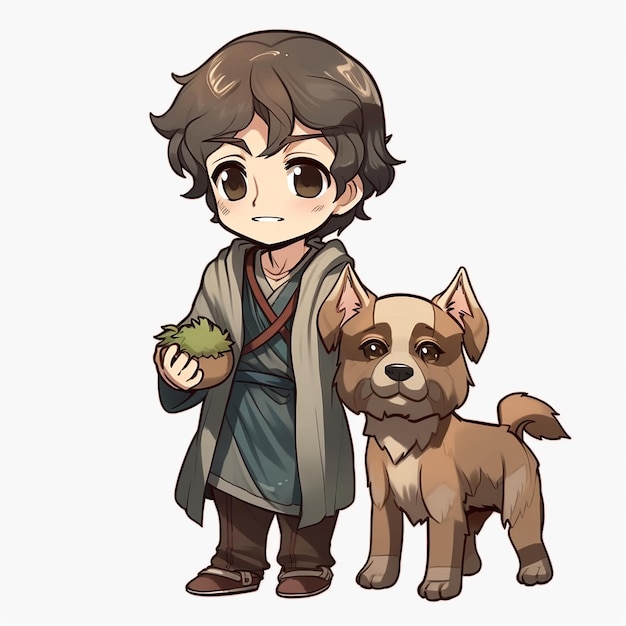 A cartoon character with a dog and a dog