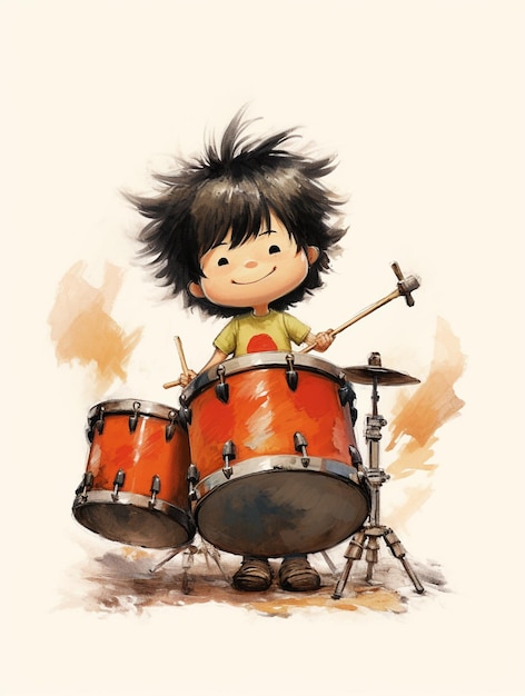 A cartoon character with a drum