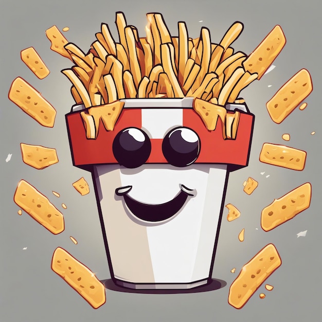 A cartoon character with french fry