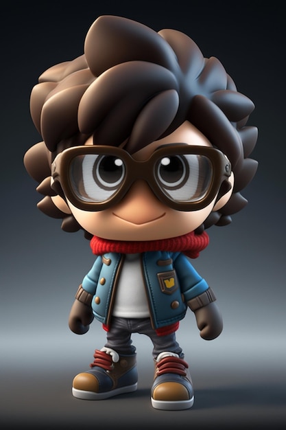 A cartoon character with glasses and a blue jacket.