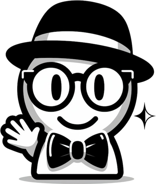Photo a cartoon character with glasses and a bow tie
