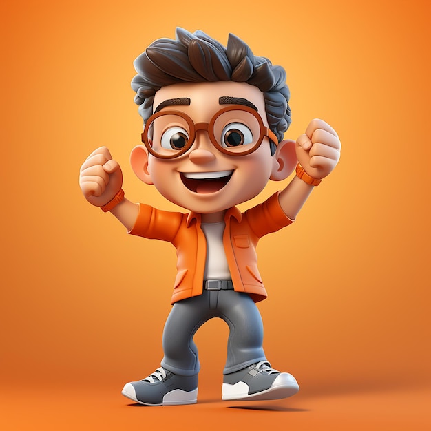 Photo a cartoon character with glasses and an orange background