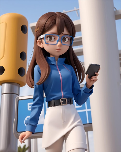a cartoon character with glasses on and a phone.
