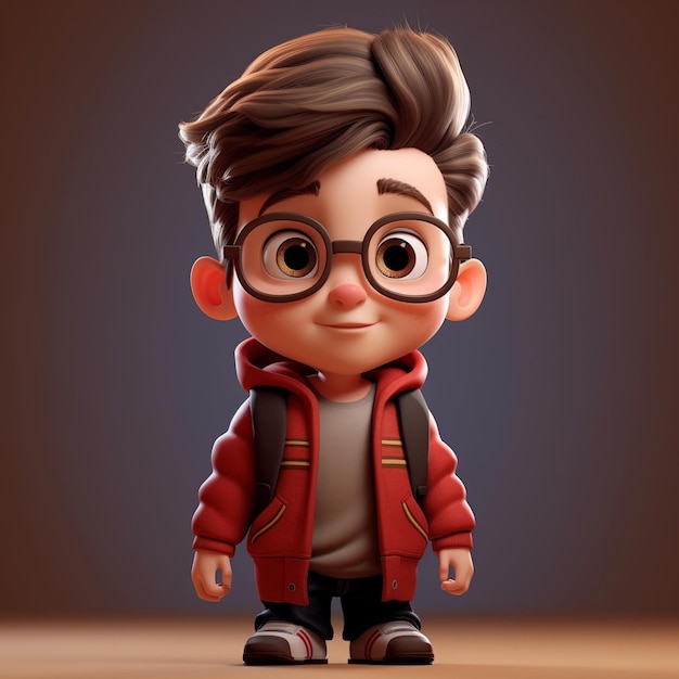 A cartoon character with glasses and a red jacket