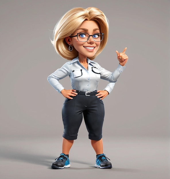 Foto un personaggio di cartone animato con gli occhiali e una camicia