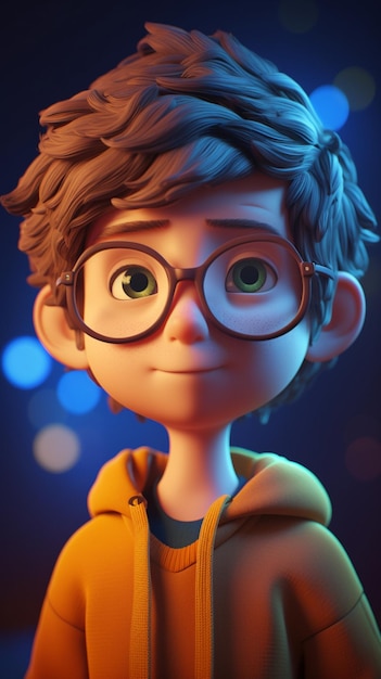 A cartoon character with glasses and a yellow hoodie