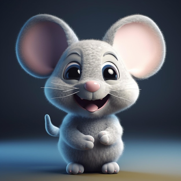 A cartoon character with a gray mouse on it