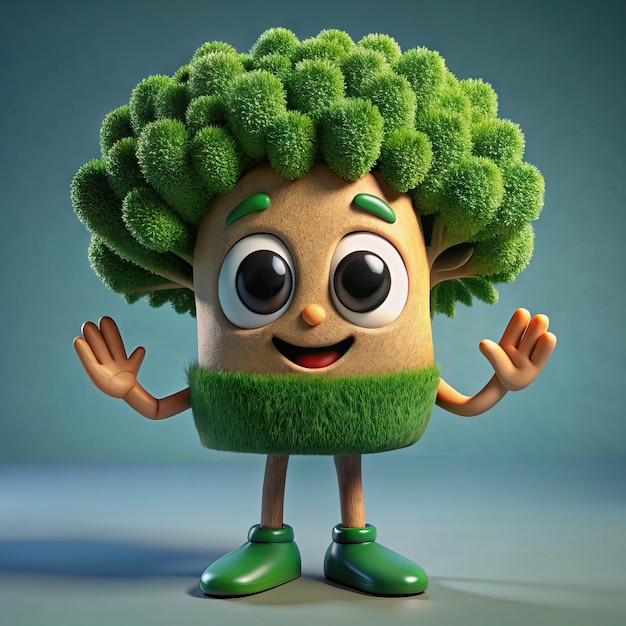 Foto un personaggio di cartone animato con i capelli verdi tagliati e una faccia che dice quote celery quote