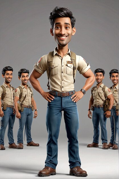 a cartoon character with a group of people behind him