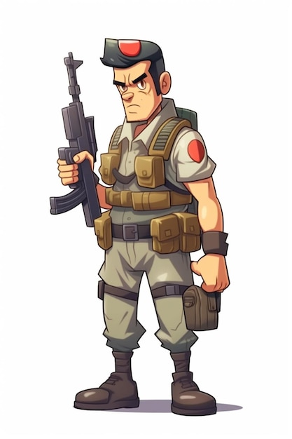 A cartoon character with a gun in his hand.