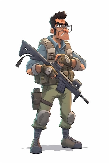 A cartoon character with a gun in his hand.