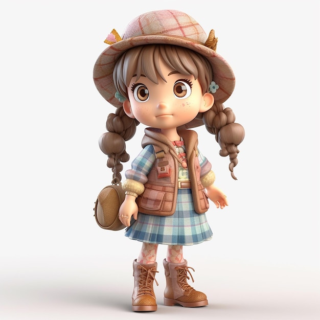 A cartoon character with a hat and a backpack that says'girl scout '