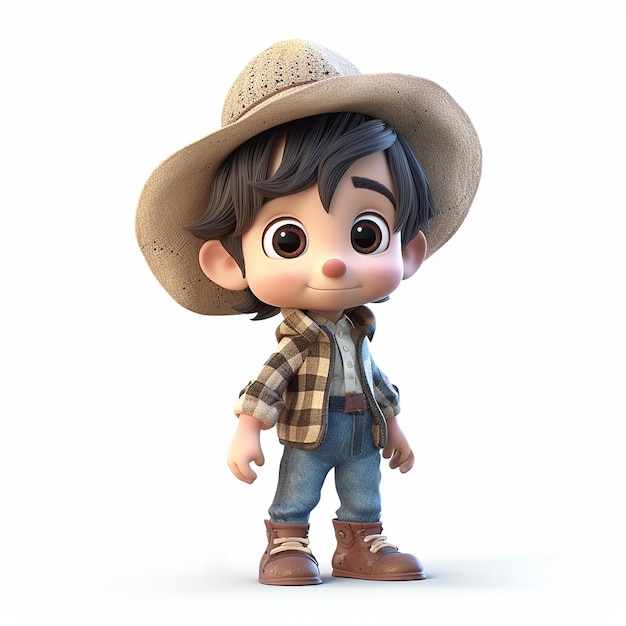 A cartoon character with a hat and a shirt that says'i'm a cowboy '