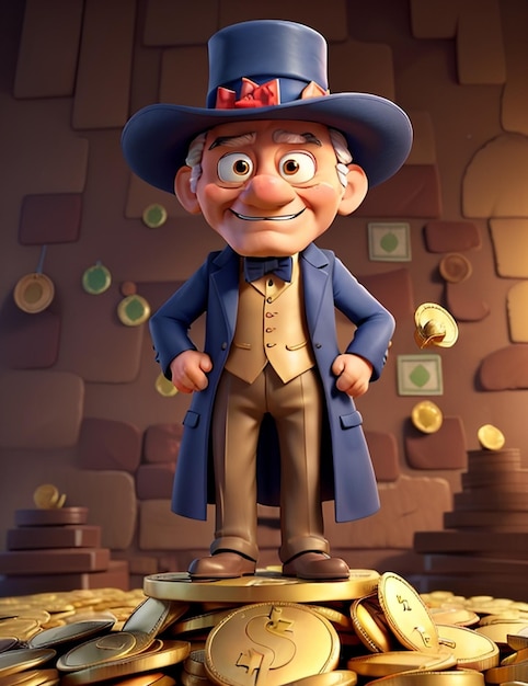 a cartoon character with a hat and a suit of a character with a hat on.