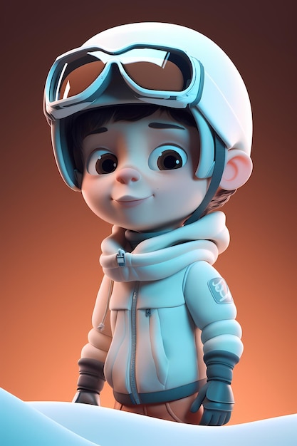 A cartoon character with a helmet and glasses