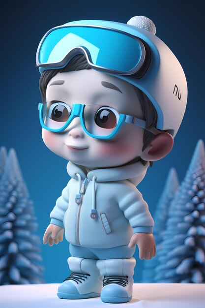 A cartoon character with a helmet and glasses