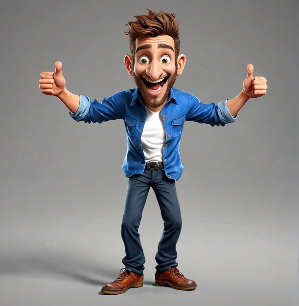 Photo a cartoon character with his arms outstretched and his hands out