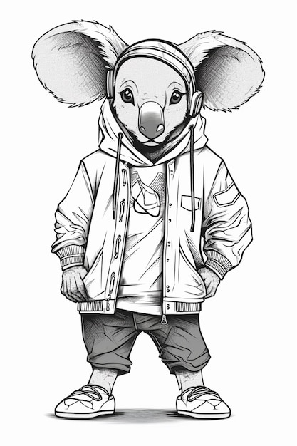 A cartoon character with a hoodie and a hoodie that says koala.