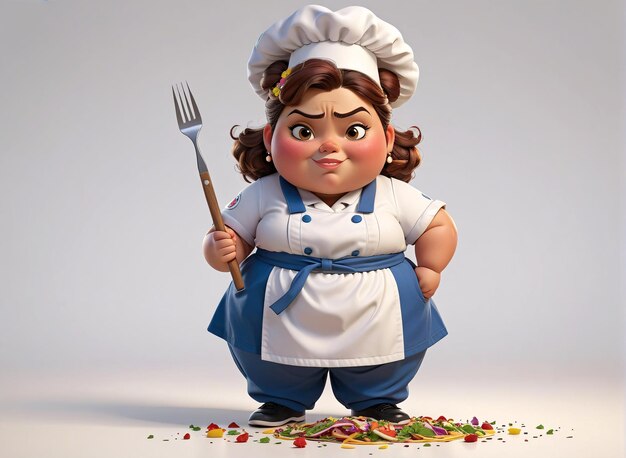 a cartoon character with a knife and fork