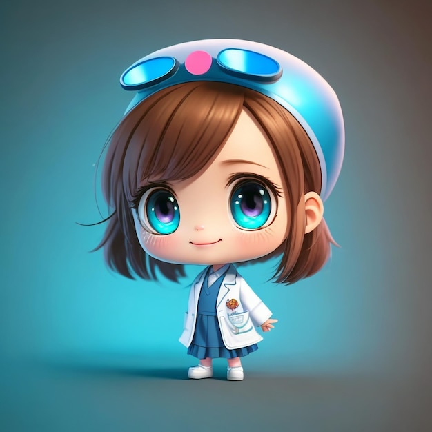A cartoon character with a lab coat and glasses.