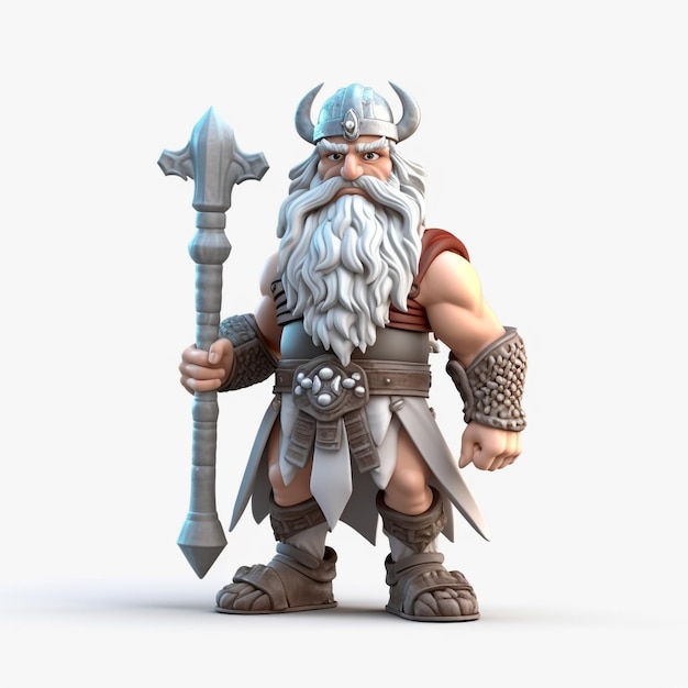 Photo a cartoon character with a large beard and a large axe in his hand