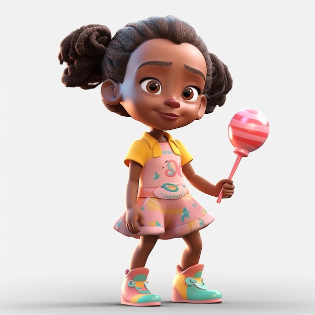 A cartoon character with a lollipop in her hand.
