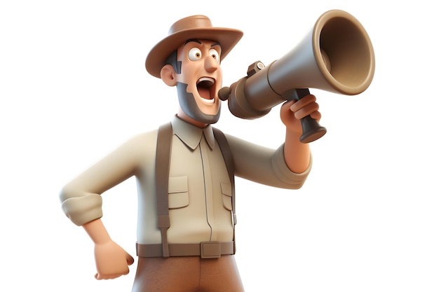 A cartoon character with a megaphone and a hat