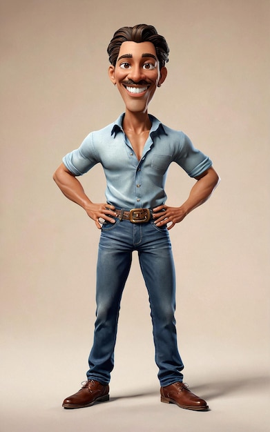 Photo a cartoon character with a mustache and jeans