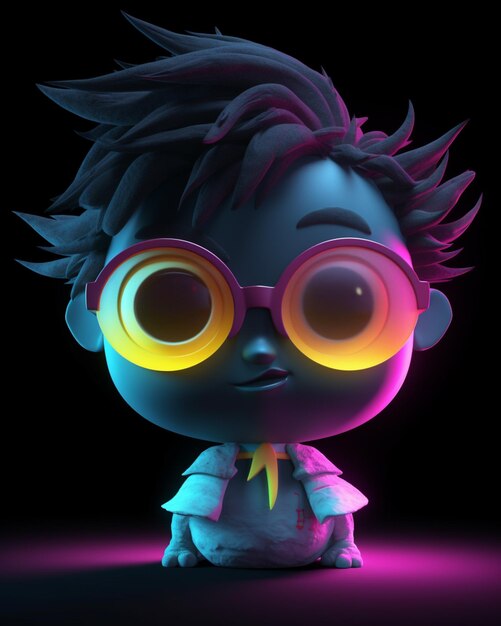 Photo a cartoon character with neon glasses and a rainbow colored shirt.