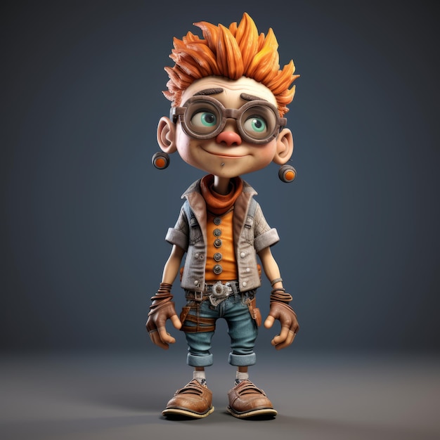 a cartoon character with orange hair and glasses