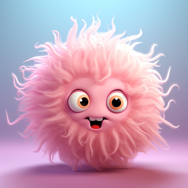 a cartoon character with pink fur