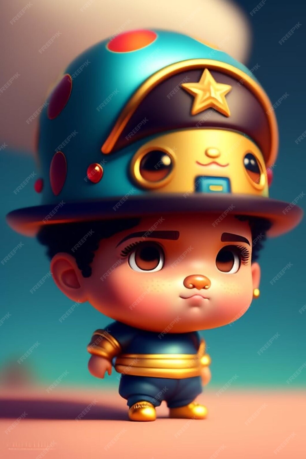 Premium AI Image A Cartoon Character With A Police Hat On His Head premium-ai-image-a-cartoon-character-with-a-police-hat-on-his-head