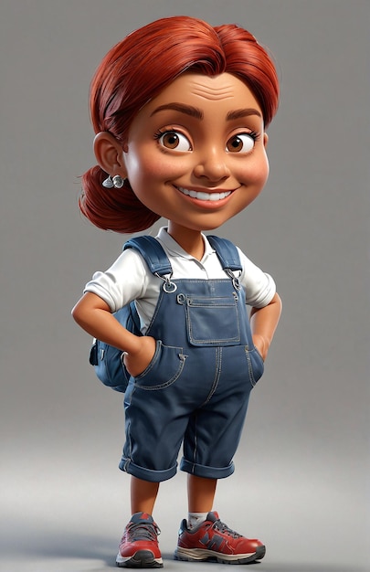 Photo a cartoon character with red hair and blue overalls