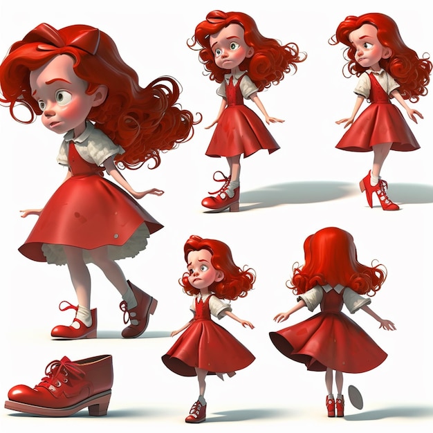 Photo a cartoon character with red hair and a red shoe