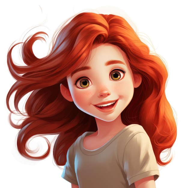 a cartoon character with a red hair and a white shirt that says " the name "
