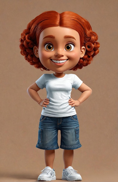 a cartoon character with red hair and a white shirt