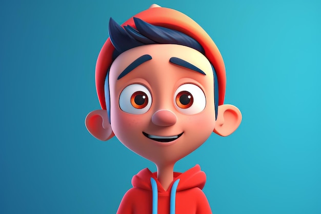 A cartoon character with a red hoodie and blue hoodie.
